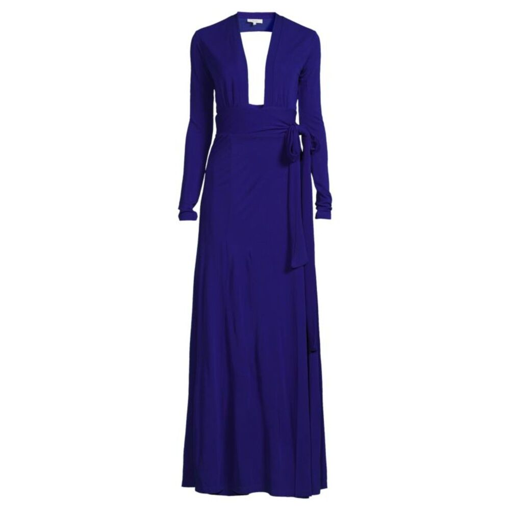 NWT Reiss Bailey Plunge Wrap Maxi Dress in Cobalt Blue Women's Size 4 - Picture 2 of 13